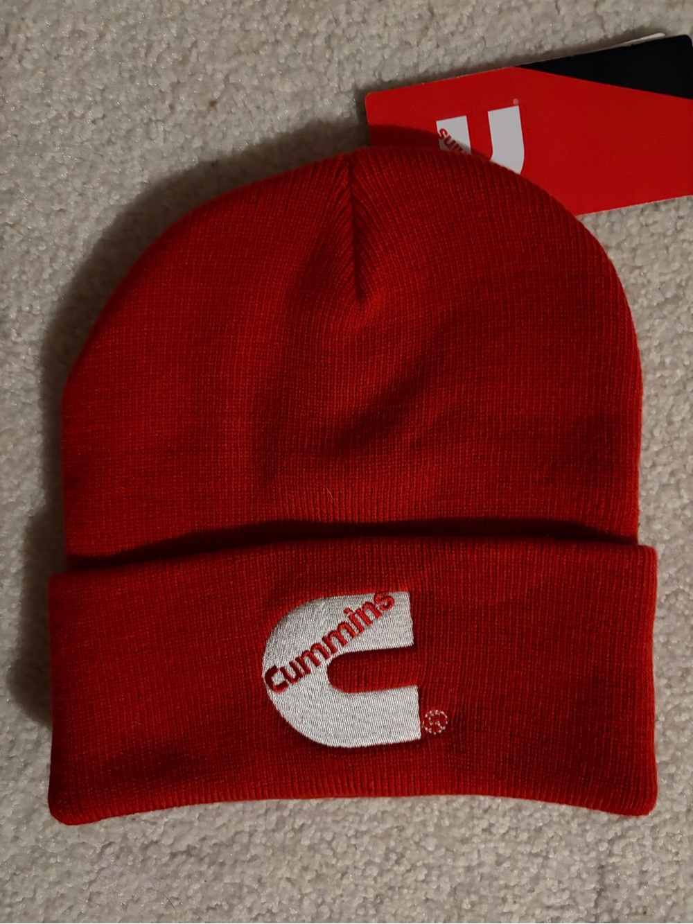Kids Red Knit Cuffed Beanie